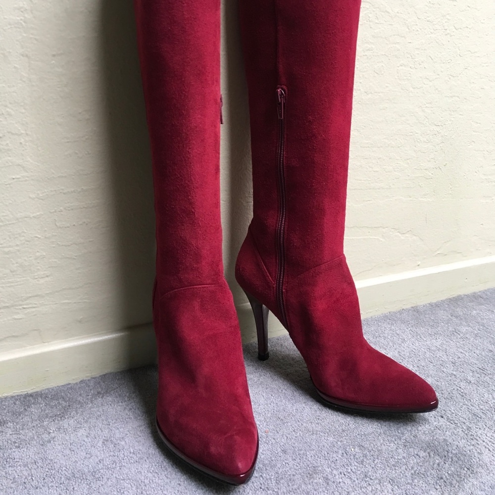 Stuart Weitzman red suede boots